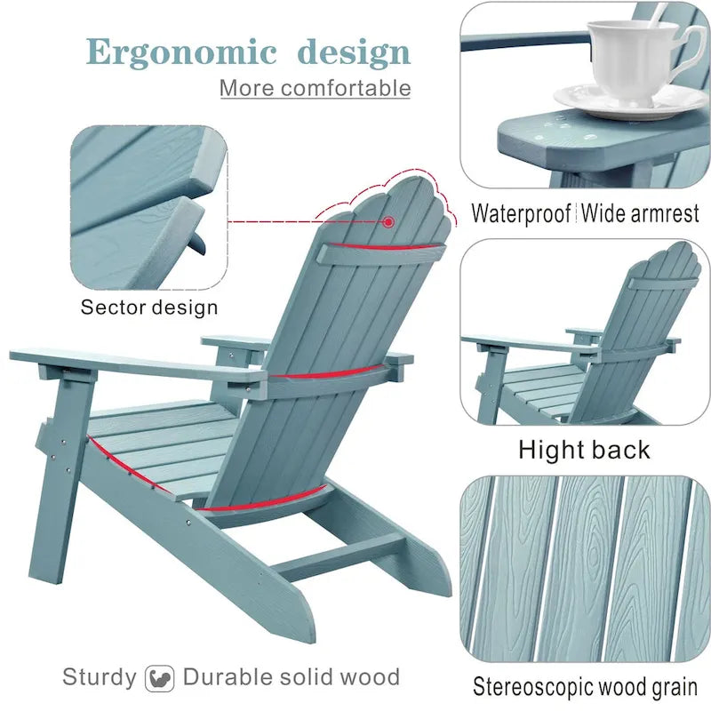 OVIOS Lot de 2 chaises de patio extérieures Adirondack en bois composite