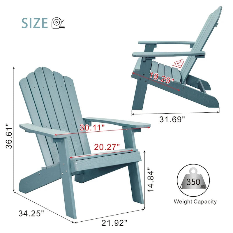 OVIOS Lot de 2 chaises de patio extérieures Adirondack en bois composite