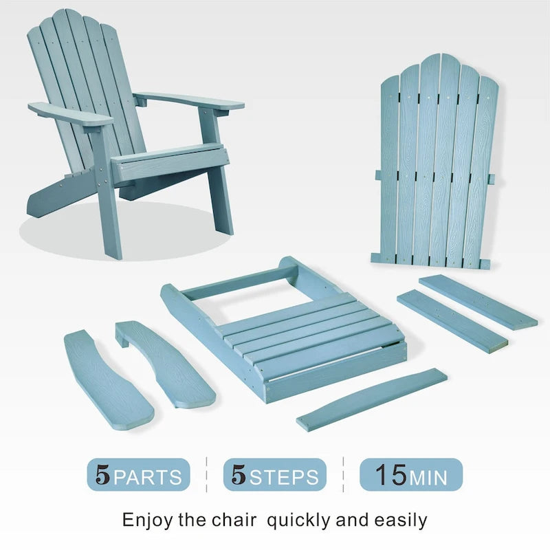 OVIOS Lot de 2 chaises de patio extérieures Adirondack en bois composite