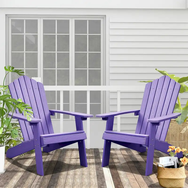 OVIOS Lot de 2 chaises de patio extérieures Adirondack en bois composite