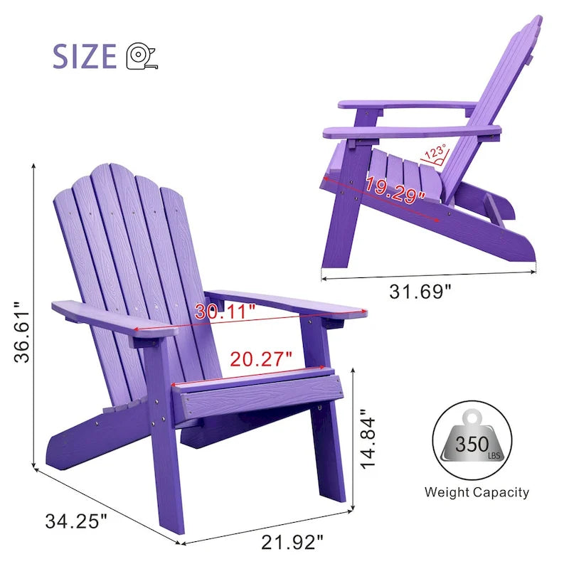OVIOS Lot de 2 chaises de patio extérieures Adirondack en bois composite