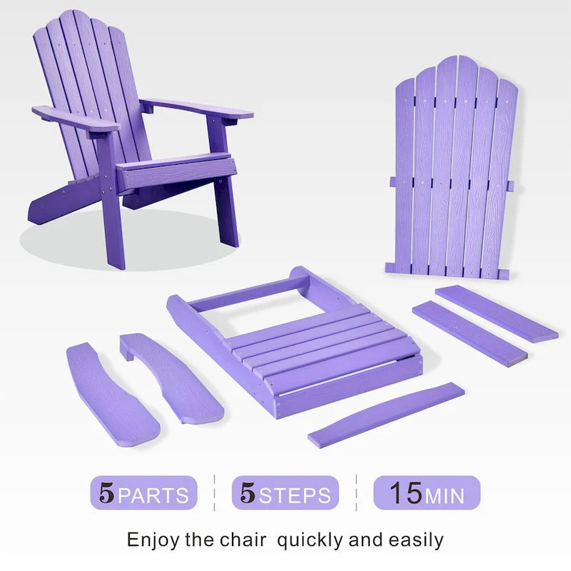 OVIOS Lot de 2 chaises de patio extérieures Adirondack en bois composite
