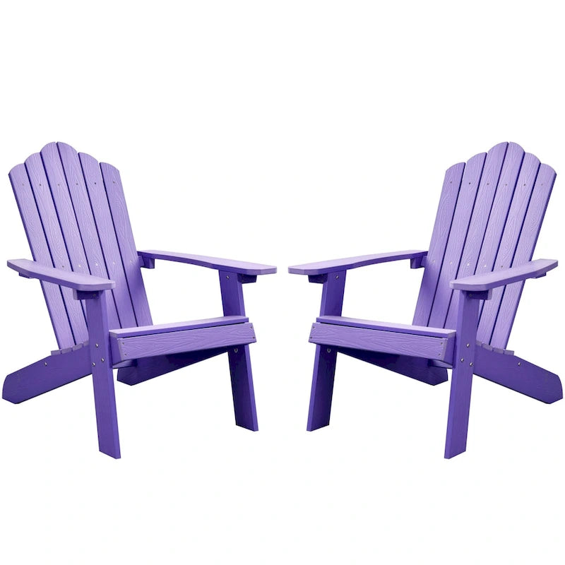OVIOS Lot de 2 chaises de patio extérieures Adirondack en bois composite