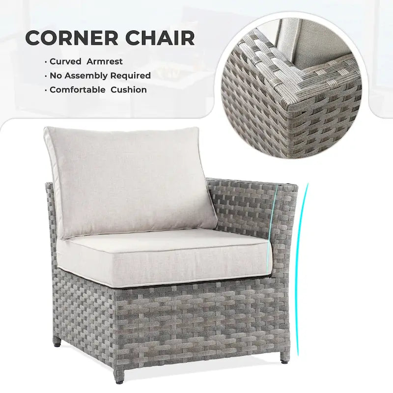Ensemble de mobilier d'extérieur HOOOWOOO 7 pièces en rotin synthétique avec fauteuil à bascule pivotant