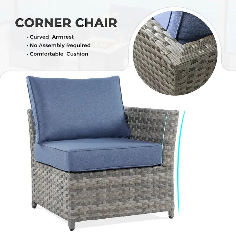 Ensemble de mobilier d'extérieur HOOOWOOO 7 pièces en rotin synthétique avec fauteuil à bascule pivotant