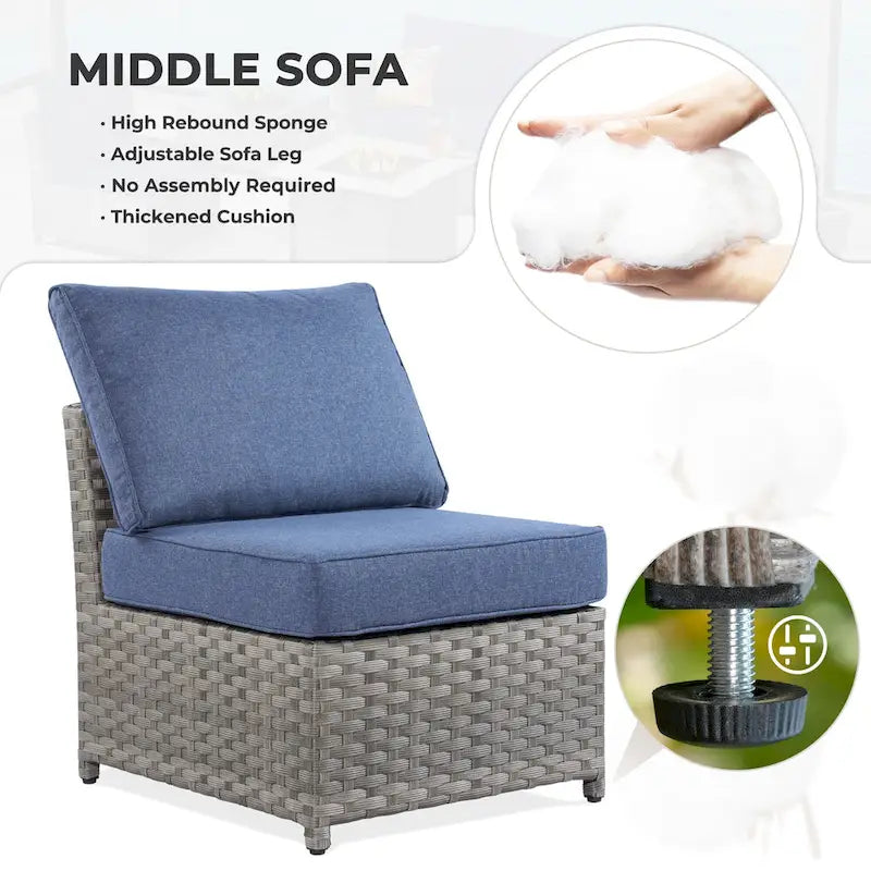 Ensemble de mobilier d'extérieur HOOOWOOO 7 pièces en rotin synthétique avec fauteuil à bascule pivotant