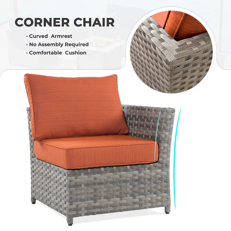 Ensemble de mobilier d'extérieur HOOOWOOO 7 pièces en rotin synthétique avec fauteuil à bascule pivotant