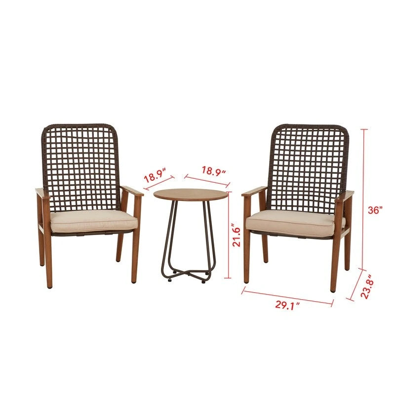 Ensemble de conversation extérieur 3 pièces en maille