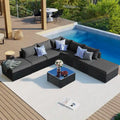 Ensemble de canapés de jardin en osier 8 pièces avec coussins et table basse