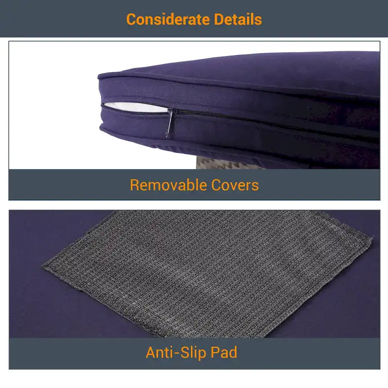 LIVOOSUN Ensemble de canapés de patio 9 pièces en rotin PE gris avec poufs et table