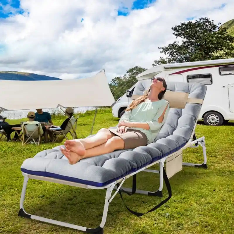 Chaise longue de plage surdimensionnée 3 en 1, 5 positions réglables, pour la plage