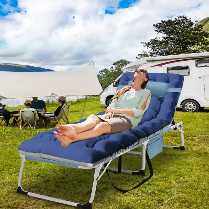 Chaise longue de plage surdimensionnée 3 en 1, 5 positions réglables, pour la plage