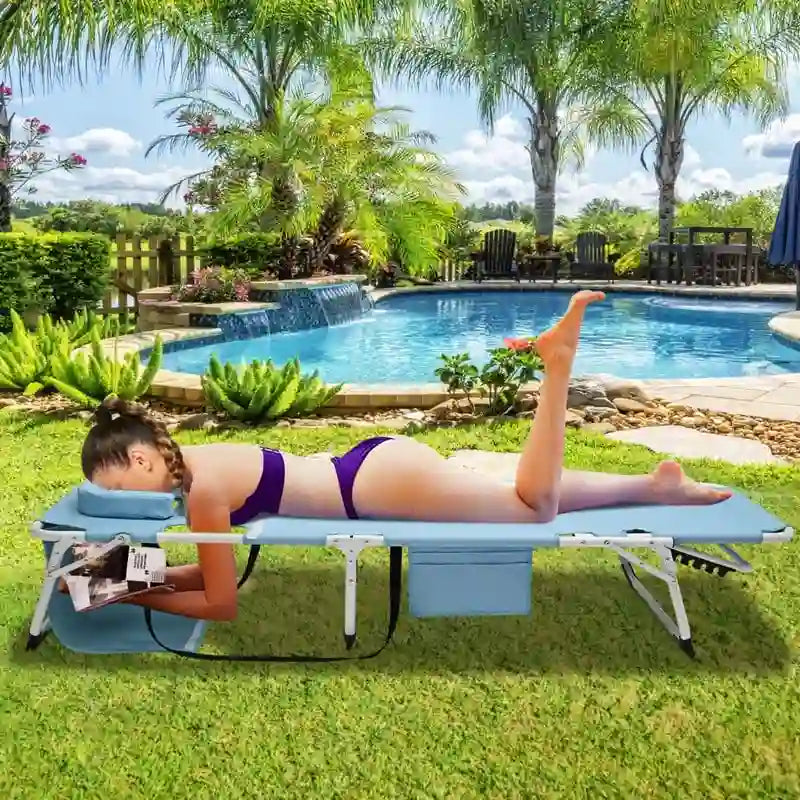 Chaise longue de plage surdimensionnée 3 en 1, 5 positions réglables, pour la plage