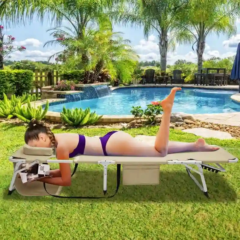 Chaise longue de plage surdimensionnée 3 en 1, 5 positions réglables, pour la plage