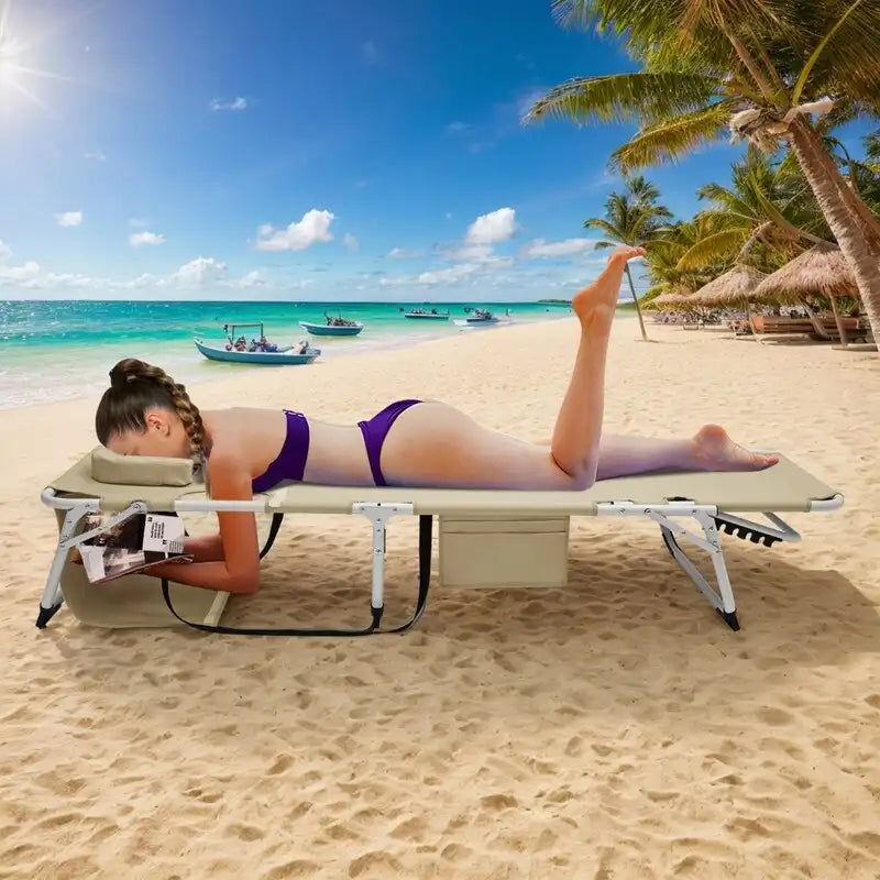 Chaise longue de plage surdimensionnée 3 en 1, 5 positions réglables, pour la plage