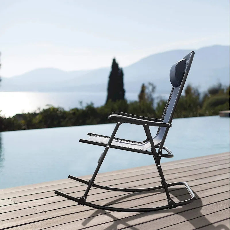 Homall Fauteuil à bascule de patio, fauteuil zéro gravité, chaise longue pliante d'extérieur, chaise de piscine d'extérieur
