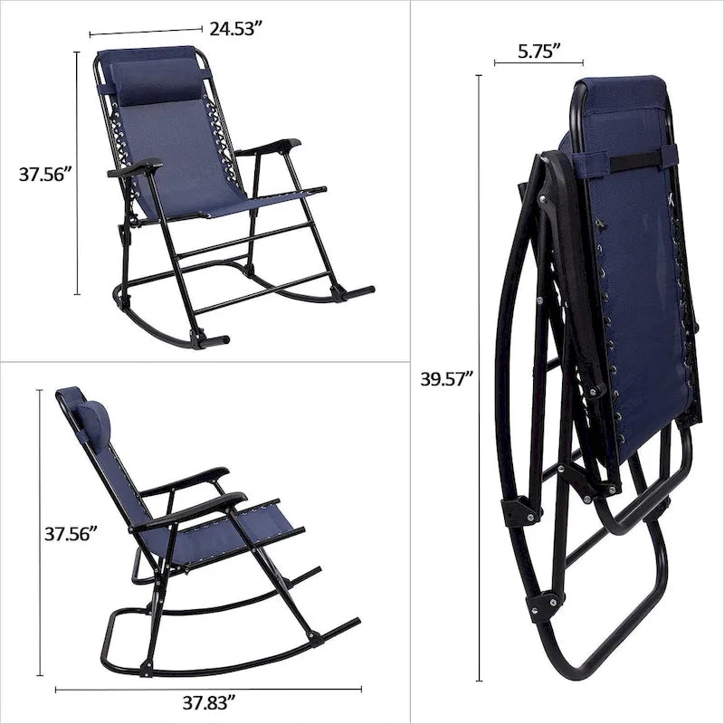 Homall Fauteuil à bascule de patio, fauteuil zéro gravité, chaise longue pliante d'extérieur, chaise de piscine d'extérieur