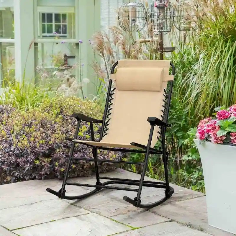Homall Fauteuil à bascule de patio, fauteuil zéro gravité, chaise longue pliante d'extérieur, chaise de piscine d'extérieur