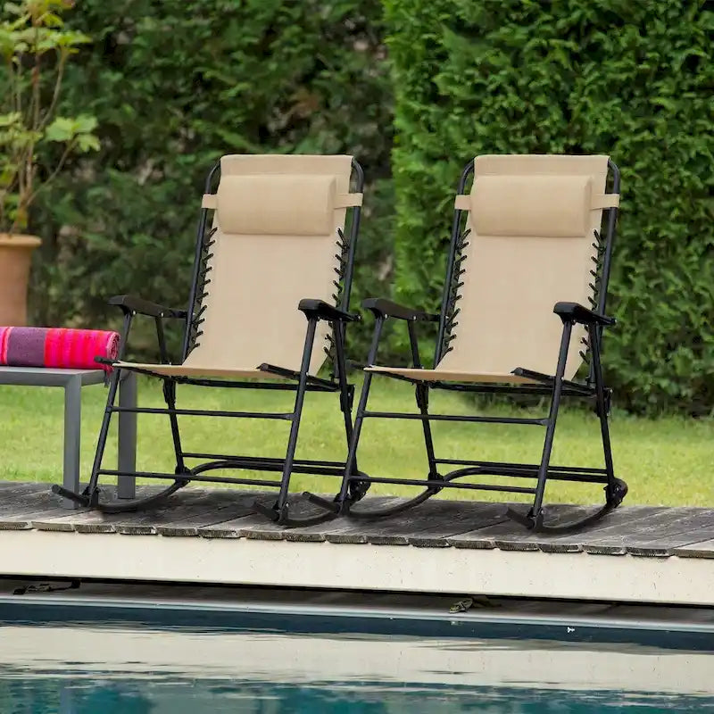 Homall Fauteuil à bascule de patio, fauteuil zéro gravité, chaise longue pliante d'extérieur, chaise de piscine d'extérieur