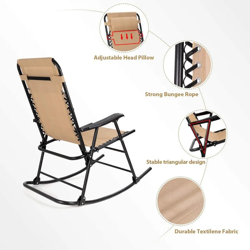Homall Fauteuil à bascule de patio, fauteuil zéro gravité, chaise longue pliante d'extérieur, chaise de piscine d'extérieur