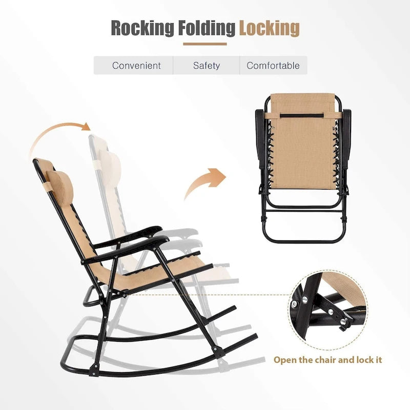 Homall Fauteuil à bascule de patio, fauteuil zéro gravité, chaise longue pliante d'extérieur, chaise de piscine d'extérieur