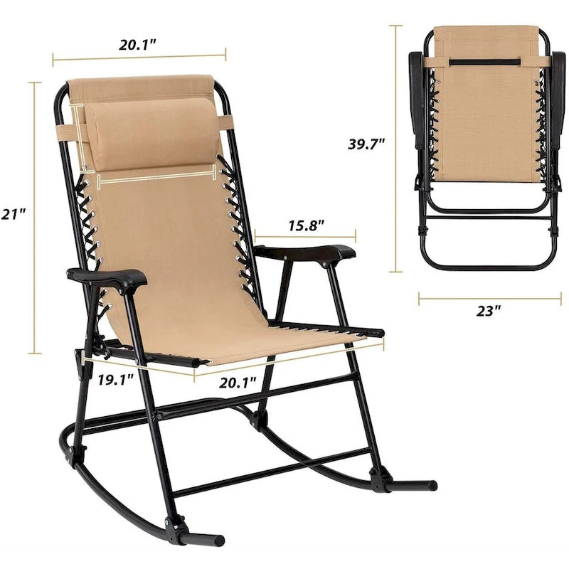 Homall Fauteuil à bascule de patio, fauteuil zéro gravité, chaise longue pliante d'extérieur, chaise de piscine d'extérieur