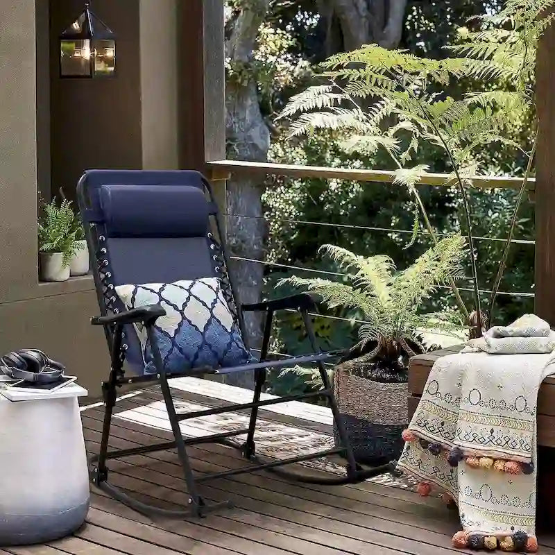 Homall Fauteuil à bascule de patio, fauteuil zéro gravité, chaise longue pliante d'extérieur, chaise de piscine d'extérieur