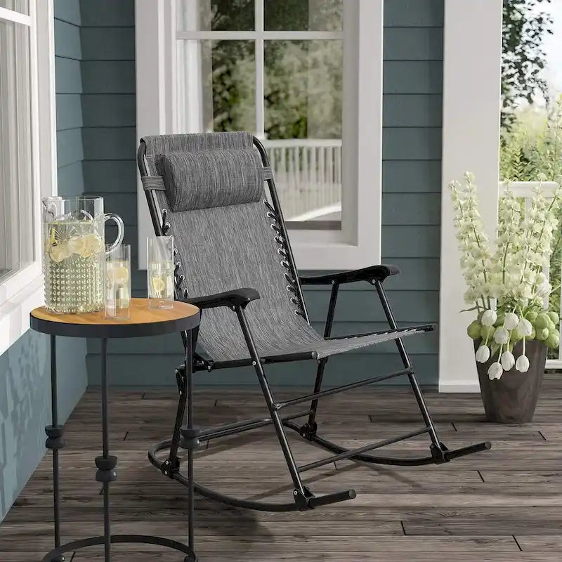 Homall Fauteuil à bascule de patio, fauteuil zéro gravité, chaise longue pliante d'extérieur, chaise de piscine d'extérieur