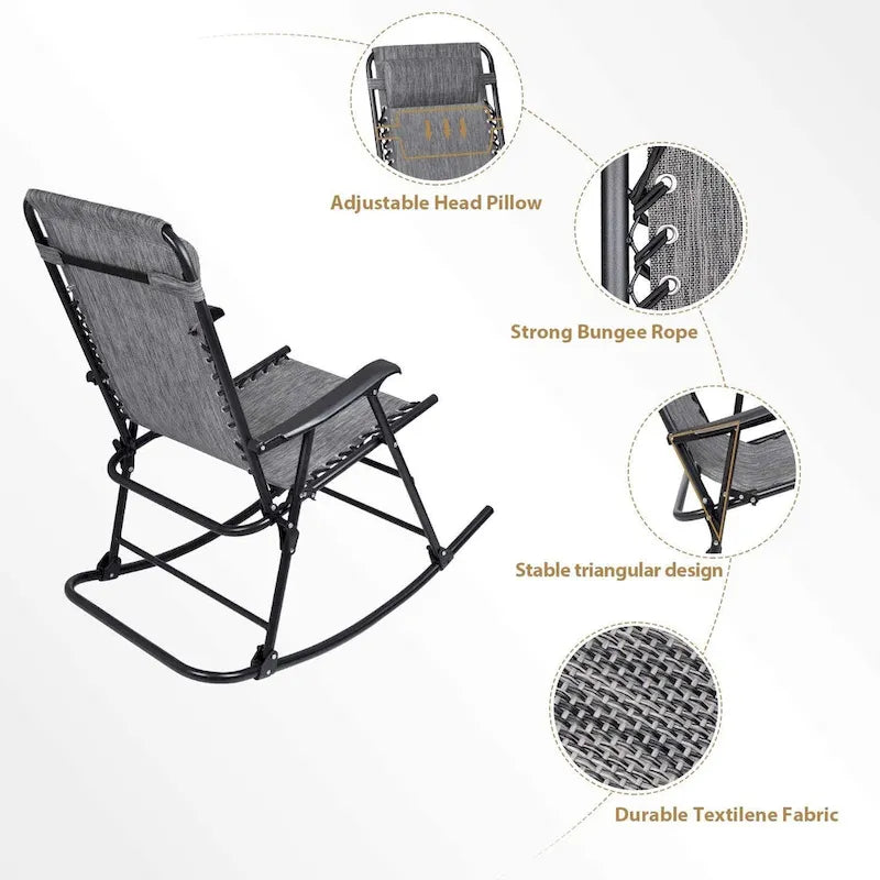 Homall Fauteuil à bascule de patio, fauteuil zéro gravité, chaise longue pliante d'extérieur, chaise de piscine d'extérieur