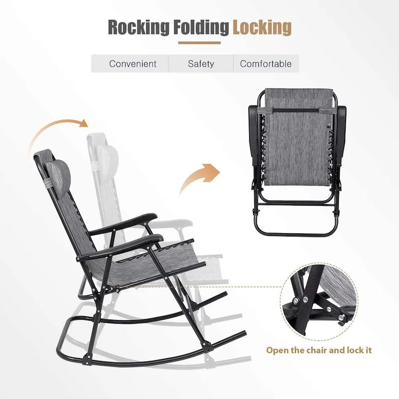 Homall Fauteuil à bascule de patio, fauteuil zéro gravité, chaise longue pliante d'extérieur, chaise de piscine d'extérieur