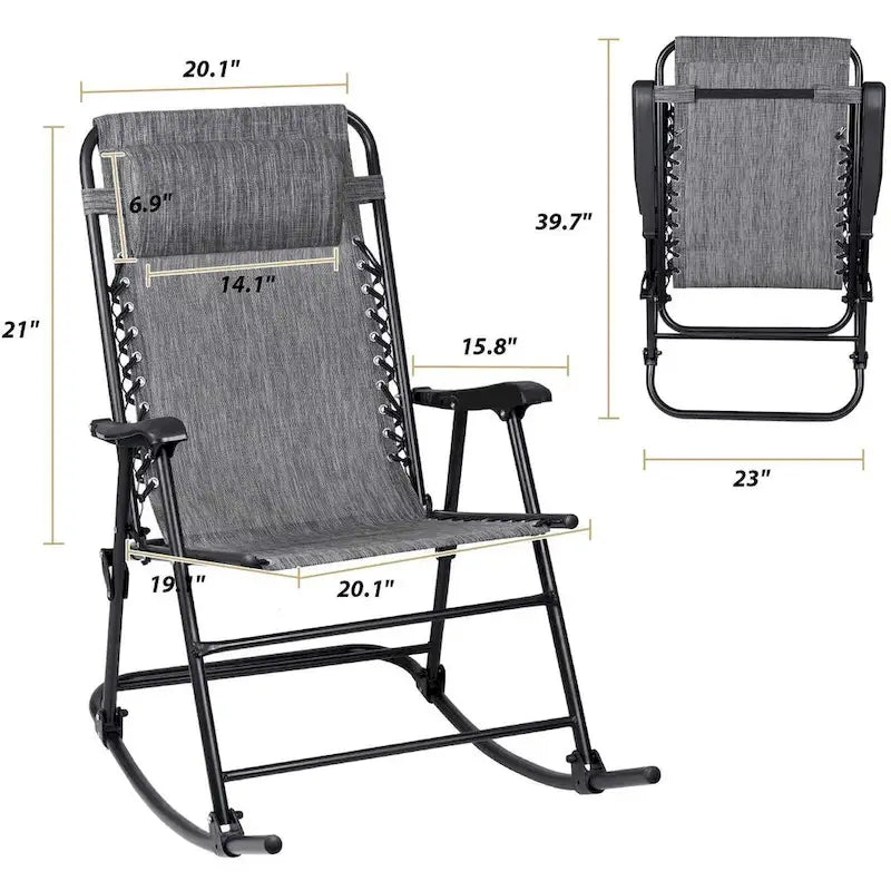 Homall Fauteuil à bascule de patio, fauteuil zéro gravité, chaise longue pliante d'extérieur, chaise de piscine d'extérieur