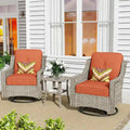 XIZZI Ensemble de bistro 3 pièces, fauteuil à bascule pivotant en rotin, mobilier d'extérieur