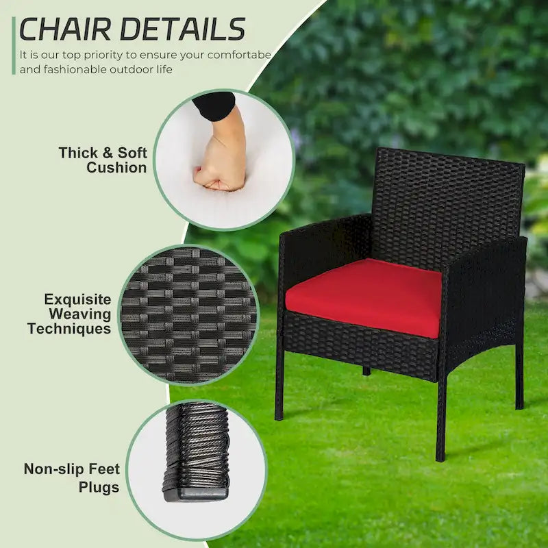 Ensemble de meubles de jardin en osier 4 pièces, salon de jardin en rotin avec coussins pour jardin et terrasse