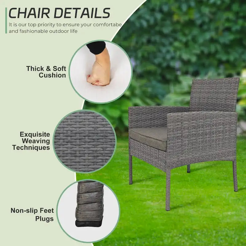 Ensemble de meubles de jardin en osier 4 pièces, salon de jardin en rotin avec coussins pour jardin et terrasse