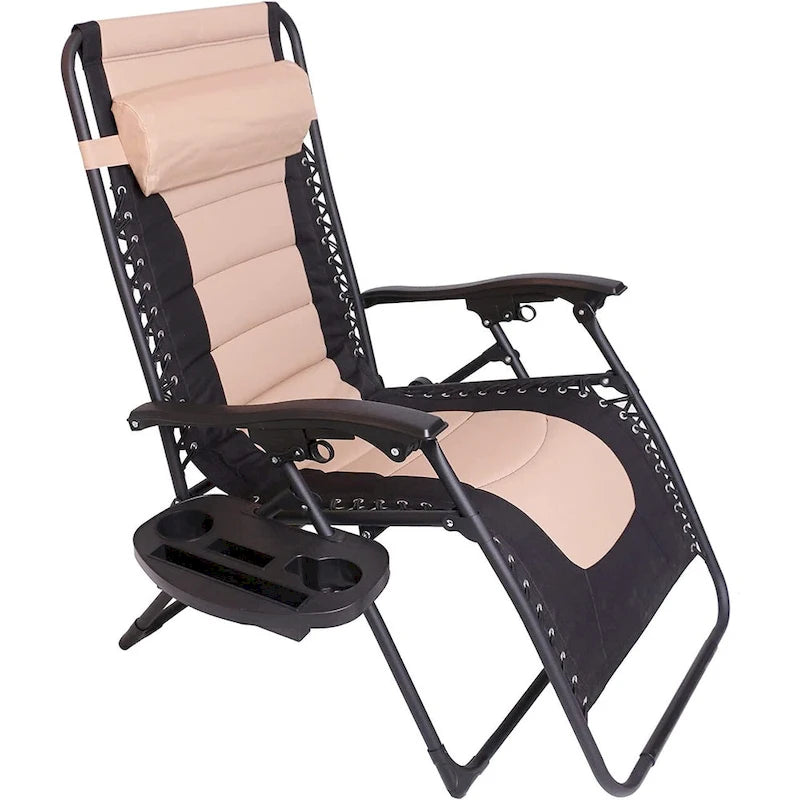 Chaise longue zéro gravité surdimensionnée et rembourrée pour piscine extérieure, terrasse, plage, jardin
