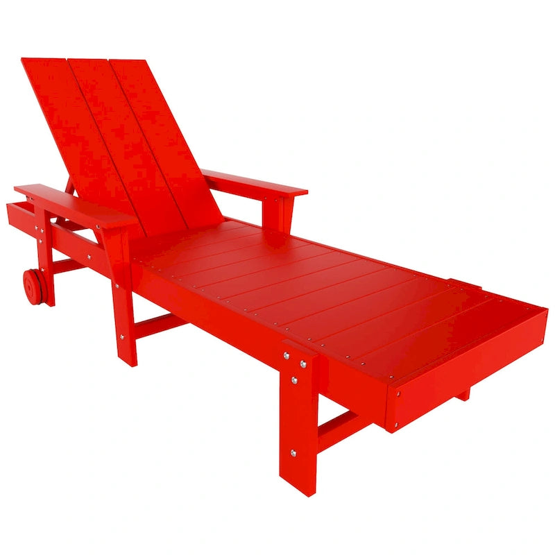 Chaise longue inclinable moderne Polytrends Shoreside en poly, écologique, tout temps, avec accoudoirs et roulettes