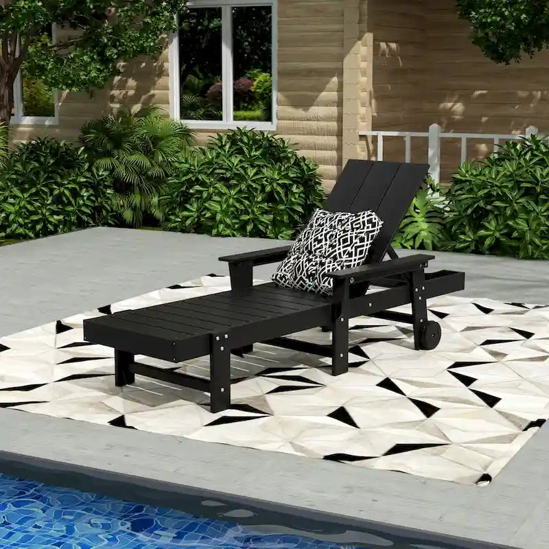 Chaise longue inclinable moderne Polytrends Shoreside en poly, écologique, tout temps, avec accoudoirs et roulettes