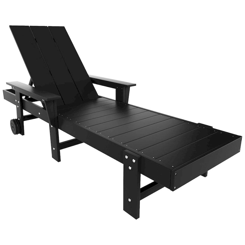 Chaise longue inclinable moderne Polytrends Shoreside en poly, écologique, tout temps, avec accoudoirs et roulettes