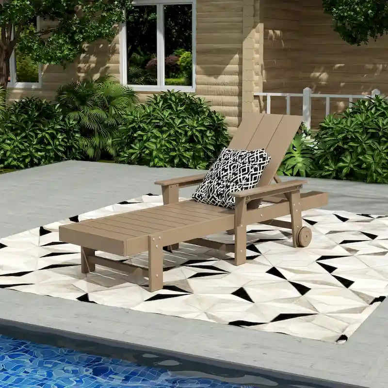 Chaise longue inclinable moderne Polytrends Shoreside en poly, écologique, tout temps, avec accoudoirs et roulettes