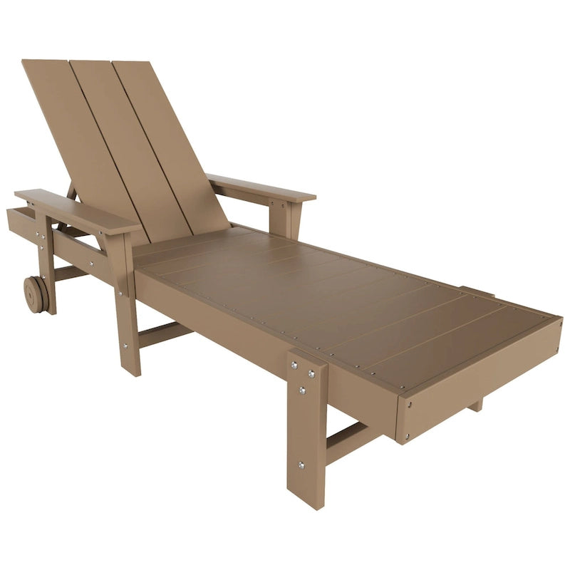 Chaise longue inclinable moderne Polytrends Shoreside en poly, écologique, tout temps, avec accoudoirs et roulettes