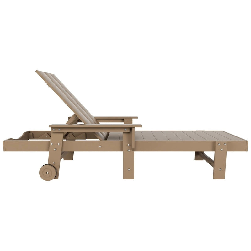 Chaise longue inclinable moderne Polytrends Shoreside en poly, écologique, tout temps, avec accoudoirs et roulettes
