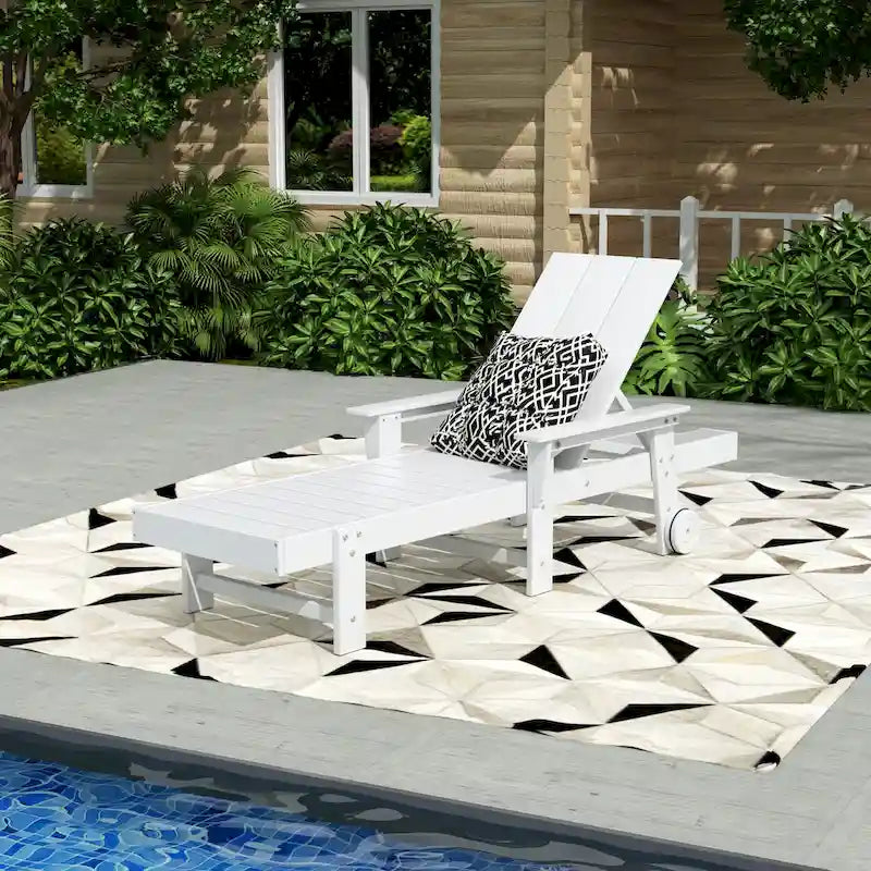 Chaise longue inclinable moderne Polytrends Shoreside en poly, écologique, tout temps, avec accoudoirs et roulettes