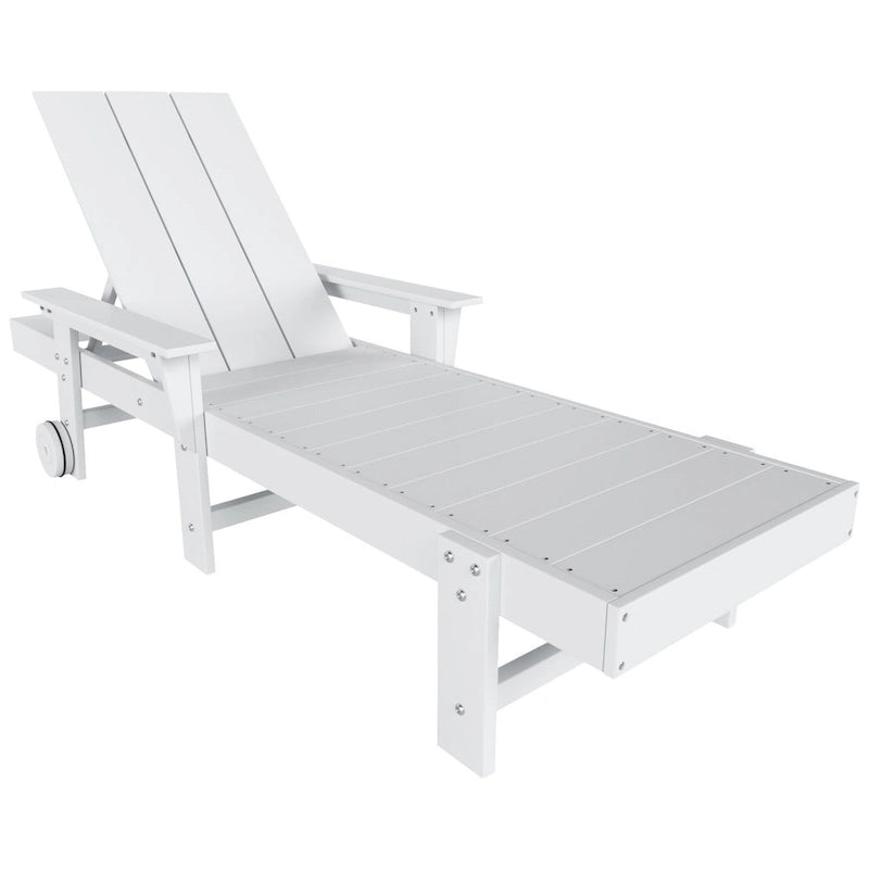 Chaise longue inclinable moderne Polytrends Shoreside en poly, écologique, tout temps, avec accoudoirs et roulettes