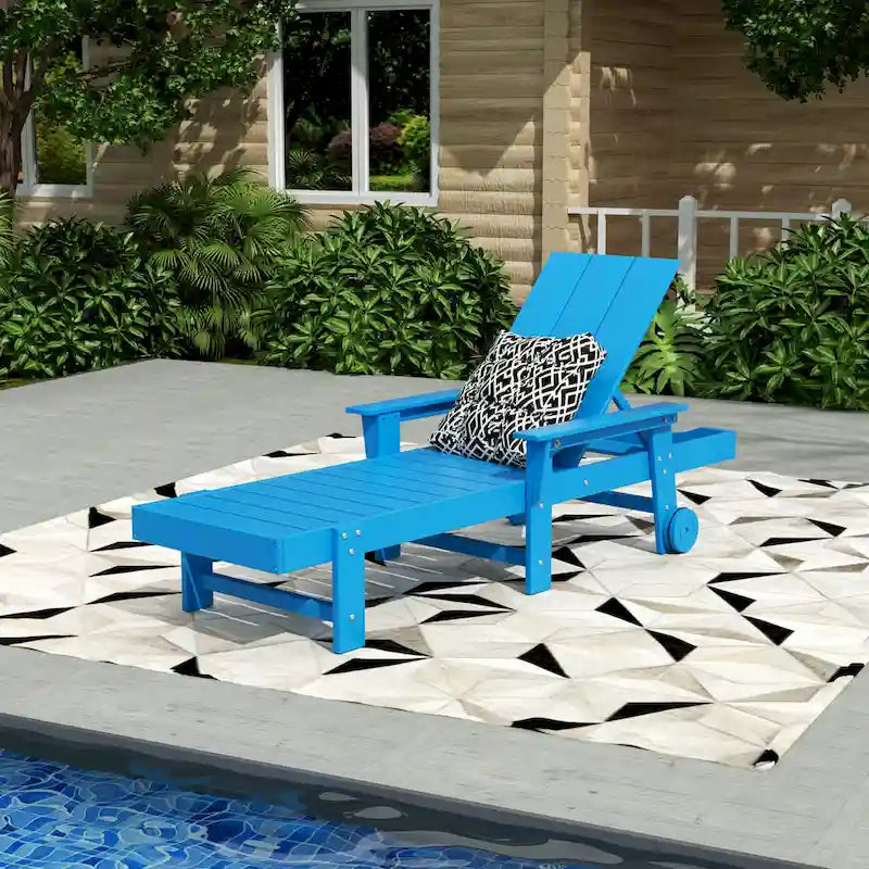 Chaise longue inclinable moderne Polytrends Shoreside en poly, écologique, tout temps, avec accoudoirs et roulettes