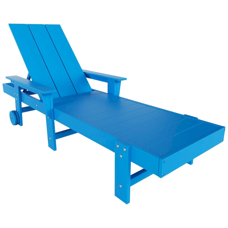Chaise longue inclinable moderne Polytrends Shoreside en poly, écologique, tout temps, avec accoudoirs et roulettes