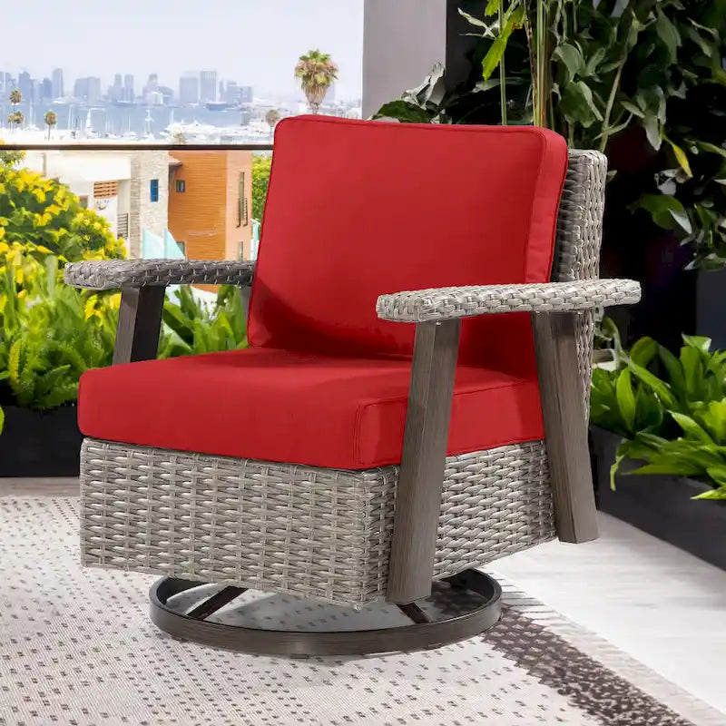 Fauteuil à bascule d'extérieur Cozywor Wicker Patio, fauteuil inclinable pivotant