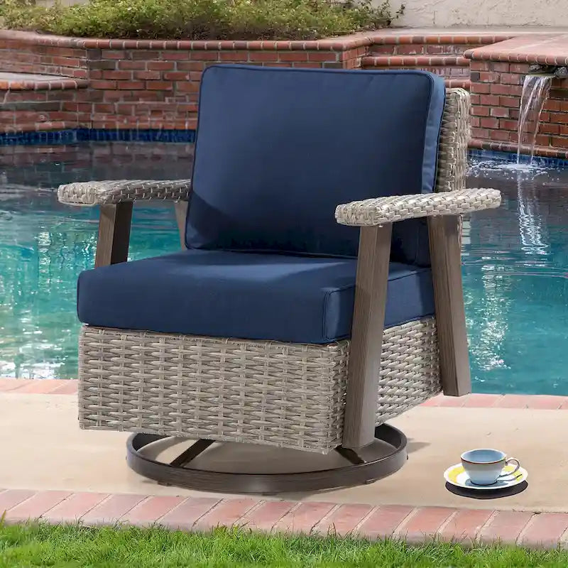 Fauteuil à bascule d'extérieur Cozywor Wicker Patio, fauteuil inclinable pivotant