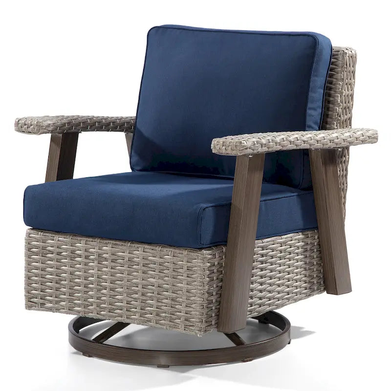 Fauteuil à bascule d'extérieur Cozywor Wicker Patio, fauteuil inclinable pivotant