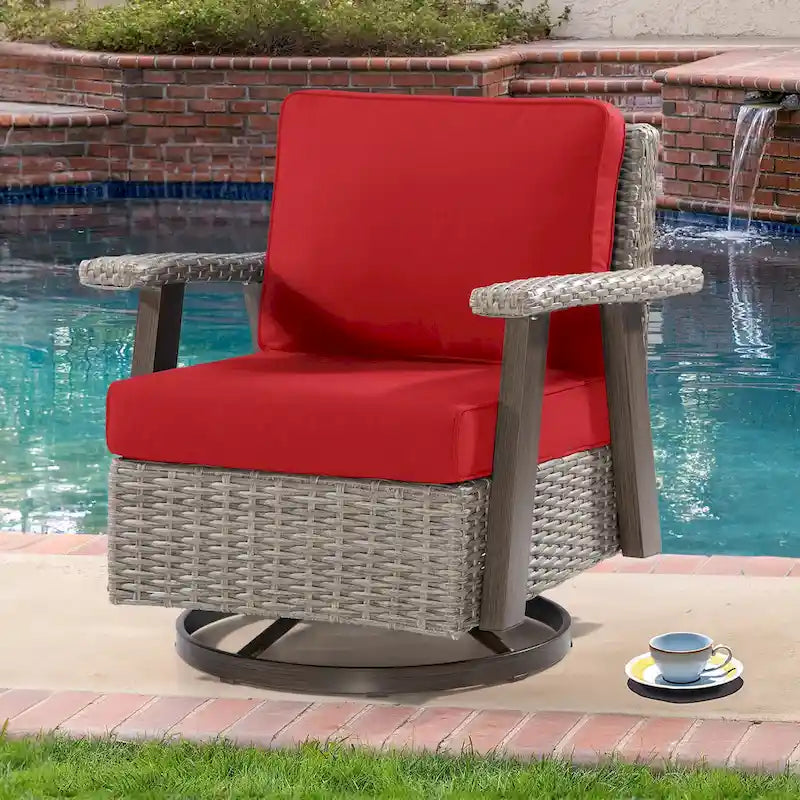 Fauteuil à bascule d'extérieur Cozywor Wicker Patio, fauteuil inclinable pivotant