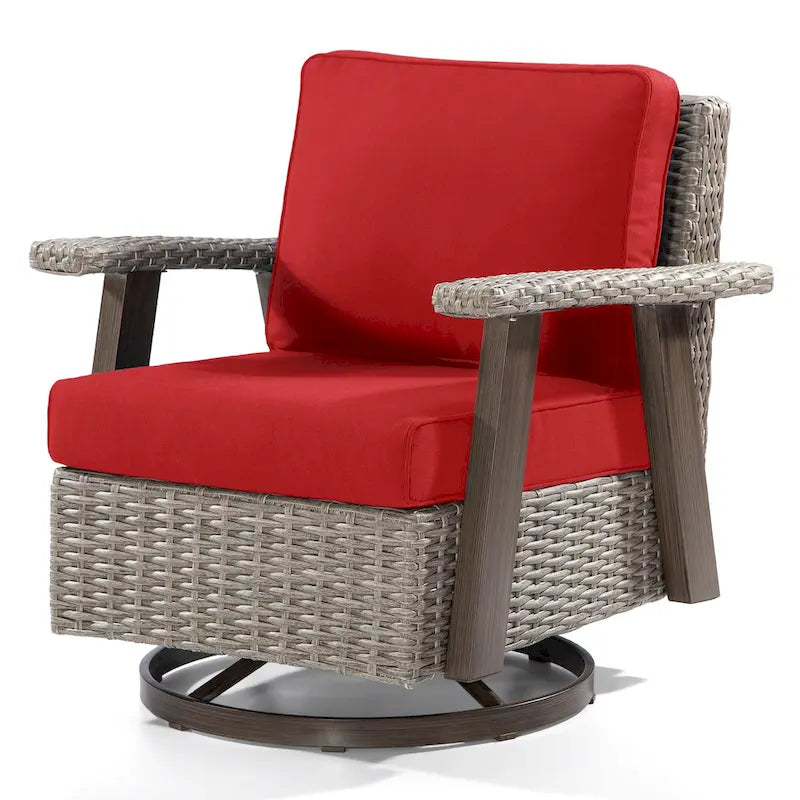 Fauteuil à bascule d'extérieur Cozywor Wicker Patio, fauteuil inclinable pivotant